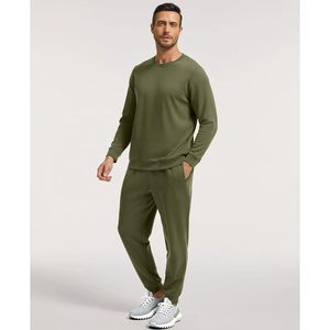 Ensemble décontracté deux pièces à manches longues avec chemise grise et tissu satiné à carreaux respirant pour l'automne - Product Image 3
