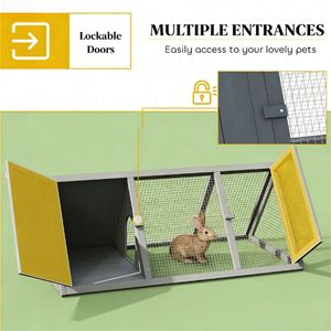 Nido per Conigli Grigio, Gabbia per Piccoli Animali, Casetta in Legno per Porcellini d'India - Product Image 3