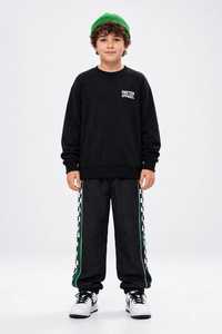 Ensemble de survêtement 2 en 1 pour enfants garçons : sweat à capuche et pantalon de jogging, taille élastique, imprimé jaune, en coton, coupe ample - Product Image 2