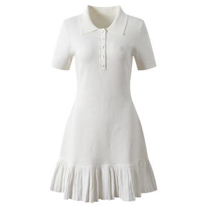 American Preppy for Collar Button Front Patchwork Tennis <b>Dress</b> V-neck Sleeveless Printed Hot Girl Waist Cinching Flattering - Product Image 5