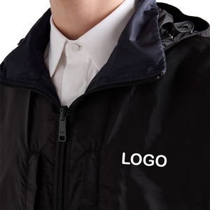 Veste à capuche réversible en nylon recyclé de qualité supérieure pour homme, coupe ample, fermeture éclair intégrale, coupe-vent, fabrication OEM personnalisée de luxe - Product Image 4