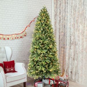 <b>5ft</b> Prelit Artificial <b>Christmas</b> <b>Tree</b> with 250 Lights Easy Assembly Hinge Design Skinny PE PVC Mixed Branch Xmas <b>Tree</b> - Product Image 6