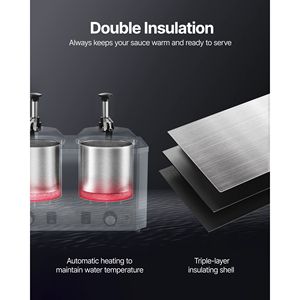 Scaldacaramelle Professionale in Acciaio Inox con Doppia Pompa e Capacità 2,4x2 L - Product Image 4