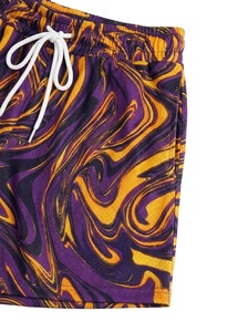 Shorts d'entraînement pour hommes, taille haute unie, avec cordon de serrage, en toile polyester/coton, imprimé numérique, coupe-vent, tricoté pour le sport - Product Image 4