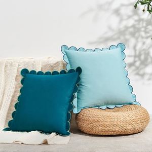 100% Cotton Woven Scallop Cushion <b>Cover</b> | Scallop Edge Decorative <b>Throw</b> Pillow <b>Cover</b> | Boho Cotton Pillow Case - Product Image 6