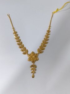 Floral Leaf 22K Solid Gold <b>Necklace</b> and Drop Earrings Set for Women Wedding Bridal Jewelry Trendy Style Lisa Jewellers - Product Image 3