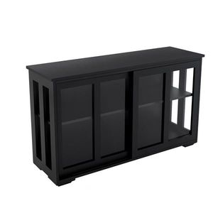 Black Kitchen Storage Stand Cupboard with Glass Door Elegant Display & China Cabinet - Product Image 6