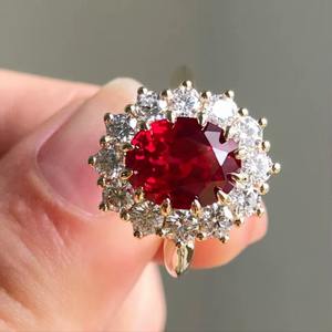 Super High Quality Ruby GF 925 Sterling Silver 18K Gold Plated Vintage Prong Setting Third Party Certified <b>Indian</b> Red Ruby <b>Ring</b> - Product Image 2