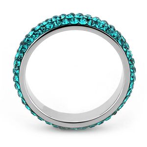 TK3538 - Anello in Acciaio Inossidabile Lucidato a Specchio con Cristallo di Zircone Blu di Alta Qualità - Categoria Prodotti Piatti e Stoviglie - Product Image 3