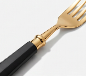 Modern Luxury Gold Plated Flatware <b>Set</b> With <b>Black</b> Handles Dishwasher Safe Perfect For Wedding Tableware <b>Cutlery</b> - Product Image 2