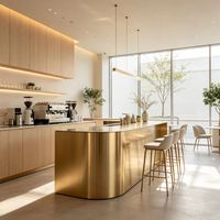 Meuble de bar moderne en acier inoxydable 304 noir et or avec miroir brossé pour salon VIP et club