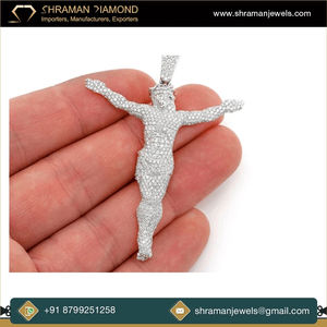 Custom Iced 10K Solid <b>Gold</b> Peace Minimalist Jesus <b>Crucifix</b> Lab Grown Diamond Pendant Charm <b>Necklace</b> Christian Religious Parties - Product Image 4