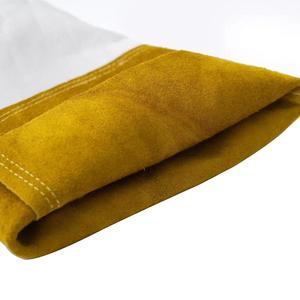 Leather Work <b>Gloves</b> White Palm Yellow Cuff 14 Inch Heat Resistant Anti-Heat Safety <b>Gloves</b> - Product Image 2