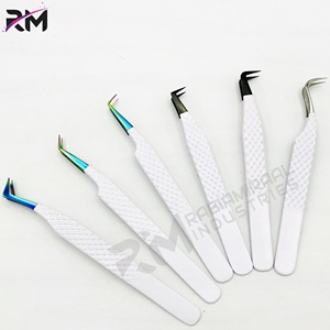 Pince à épiler pour cils RMI en acier inoxydable denté à pointe plasma noire/multicolore, produit phare, revêtement en poudre blanche - Product Image 4