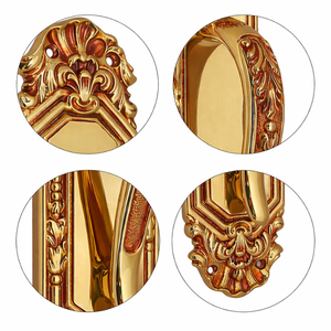 Manija de Puerta de Latón Sólido de Lujo Estilo Windsor con Detalles en Esmalte Rojo |   Manija Moderna para Puerta Principal Exterior de Hotel - Product Image 3