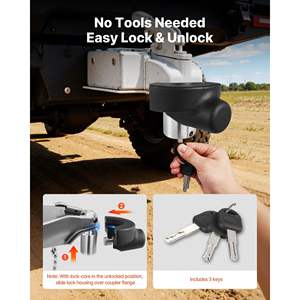 Verrou de remorque antivol robuste, compatible avec les attaches de 2-5/16, résistant aux chocs et aux effleurements, 3 clés pour les véhicules de loisirs et les tout-terrain - Product Image 5