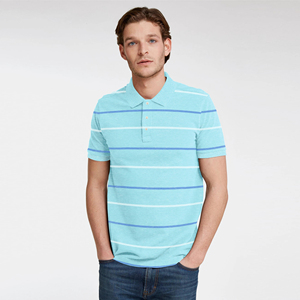 Camiseta Polo Personalizada para Hombre con Rayas Acuáticas, Manga Corta, Estilo Casual Elegante para Negocios y Golf - Product Image 2