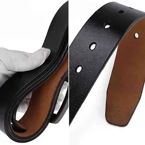 Ceinture formelle en cuir de vache marron avec boucle rectangulaire en acier, ceinture habillée pour homme en cuir véritable durable, couleur unie - Product Image 5