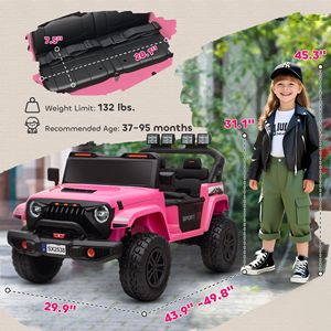 Camion Elettrico Rosa 24V per Bambini, 2 Posti con 4 Motori, Telecomando e Sospensioni a Molla per Bambini dai 3 agli 8 Anni - Product Image 3