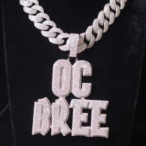 Pendentif personnalisé en argent sterling 925 avec diamant moissanite VVS, style hip-hop, chaîne statement, pour homme et femme. - Product Image 3