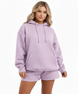 Conjunto de Sudadera con Capucha y Pantalones Cortos de Verano para Mujer, Estilo Vintage, Transpirable, Informal, 100% Algodón - Product Image 4