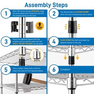Étagère en fil d'acier réglable à 8 niveaux, finition chromée, pour garage - Product Image 4