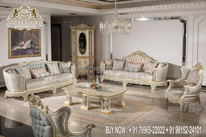 Juego de sofá de salón de estilo francés clásico, juego de sofá de sala de estar de madera de teca de calidad, juego de sofá de sala de estar rococó de lujo - Product Image 4