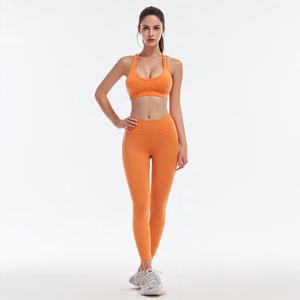 Leggings de Compresión para Mujer, Conjunto de Yoga de 2 Piezas, Top Corto Transpirable, Estilo Urbano, Poliéster/Algodón - Product Image 2