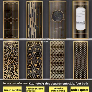 Vàng Gương Thép Không Gỉ Trang Trí Cao Cấp Tùy Chỉnh Kích Thước Kim Loại Phòng Divider Phân Vùng Với Trang Trí Riêng Tư Màn Hình - Product Image 6