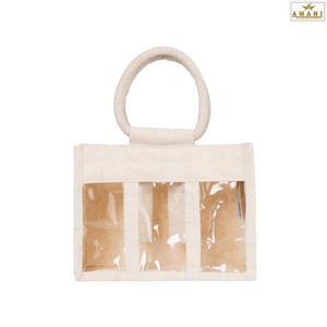 Sac à main en toile de coton durable avec plusieurs compartiments et fenêtre en PVC, sac de rangement coloré - Product Image 6