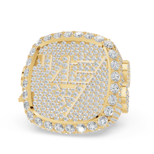 Anillo de banda estilo hip hop con moissanita helada, microengaste brillante, diseño de letra personalizado, unisex, chapado en oro sobre plata de 14 quilates, 35.00 g, regalo - Product Image 5