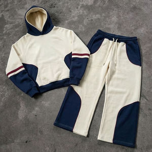 Unisex Color Blocking Tracksuit Set Hooded Sweatshirt Pants Full Sleeve Drawstring Casual Winter Waterproof <b>Animal</b>/Solid 100% - Product Image 3