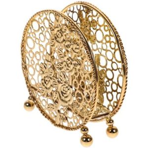 Moderno Soporte de Servilletas de Metal Dorado con Diseño Hueco, Porta Papel Tisú Vintage con Flores para Cocina, Mesa de Comedor, Hotel, Restaurante - Product Image 1