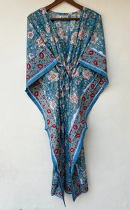 Robe Kaftan sans manches en coton décontractée à imprimé floral tropical numérique Naaz Textile pour femmes, Asie et îles du Pacifique - Product Image 4