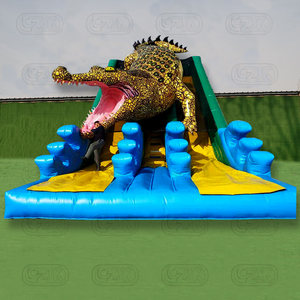 <span class=keywords><strong>Crocodile</strong></span> <span class=keywords><strong>gonflable</strong></span> avec le château plein d'entrain de parcours d'obstacles de glissière d'eau de bouche fonctionnante - Product Image 3