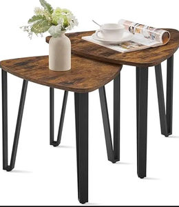 Table basse ronde en fer enduit de poudre au design moderne avec ensemble de 2 tables d'angle latérales polies décor à la maison salon chambre à coucher - Product Image 5