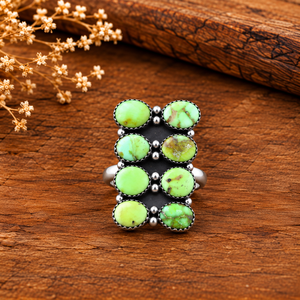 Anillo Grande de Turquesa Palomino, Hecho a Mano, Estilo Bohemio Occidental, Joyería con Gran Grupo de Piedras Preciosas, Ajustable, Moda del Suroeste - Product Image 4