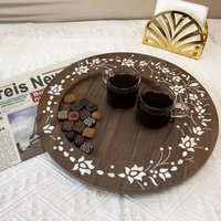 Arabisch decoratief dienblad in Arabische stijl, goudkleurig, met Arabische kalligrafie, handgesneden, milieuvriendelijk, hoge kwaliteit, huisdecoratie, religieus.