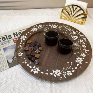 Bone Arabian Style Decorative Tray Gold Arabic Calligraphy Carved Handmade Eco-Friendly Home Decoration Religious Theme Custom - Product Image 2