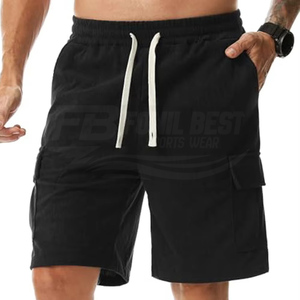 Shorts de course et de fitness pour hommes, logo personnalisé, coupe ample, longueur de jambe 5 pouces, taille élastique, 100% coton tricoté, toile pour l'entraînement en salle de sport - Product Image 1