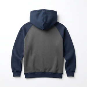 Sudadera con Capucha de Felpa de Algodón 420 GSM para Hombre, Color Block, Manga Raglán, Azul Marino y Gris, Ropa Deportiva Casual, Bordado Hunter Sports - Product Image 5