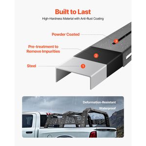 Portapacchi Regolabile per Cassone Camion Fuoristrada 49.2x67.9 Larghezza, Capacità Statica 900 Libbre, Resistente - Product Image 6