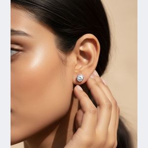 Boucles d'oreilles de luxe en or 9 carats plaqué or, serties de diamants de laboratoire de couleur E, taille ronde, 0,50 carat au total, certifiées IGI - Product Image 6