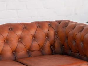 Classic Tan Leather Chesterfield <b>Sofa</b> Luxurious Tufted Three Seater Eco-Friendly Transitional <b>Wood</b> <b>Frame</b> Living Room Stately - Product Image 2
