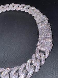 <b>Iced</b> <b>Out</b> Unisex Wear Rhodium Plated 925 Sterling Silver <b>Chain</b> With Moissanite Diamond Hip Hop Statement Style <b>Chain</b> - Product Image 4
