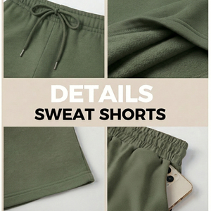 Custom Women Cotton <b>Fleece</b> <b>Shorts</b> Soft Casual Comfort Wear Elastic Waist Lounge Wear Loose Fit Above Knee Relaxed Fit Low Price - Product Image 4