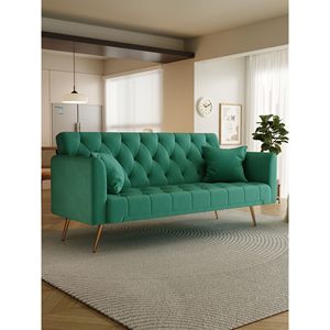 Divano Convertibile Americano Retrò da 71 Pollici in Velluto Verde per Piccoli Soggiorni, Camere da Letto o Uffici - Product Image 2