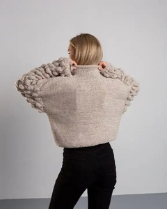 Pull en cachemire tricoté à la main pour femme, col rond, manches classiques, couleur unie, standard, hiver, décontracté, confortable - Product Image 6