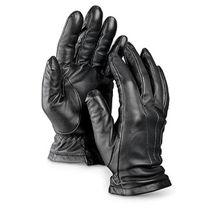 Gants en cuir longs jusqu'aux poignets, thermiques, non doublés, style uni, pour l'hiver, usage quotidien, noirs - Product Image 3