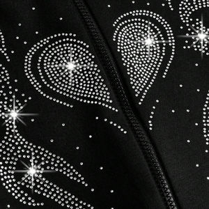 <b>Black</b> Oversized Pullover Hoodie Rhinestone Heart <b>Wings</b> Design Regular Fit Unisex Fleece Sweatshirt Quick Dry Pocket Casual - Product Image 3
